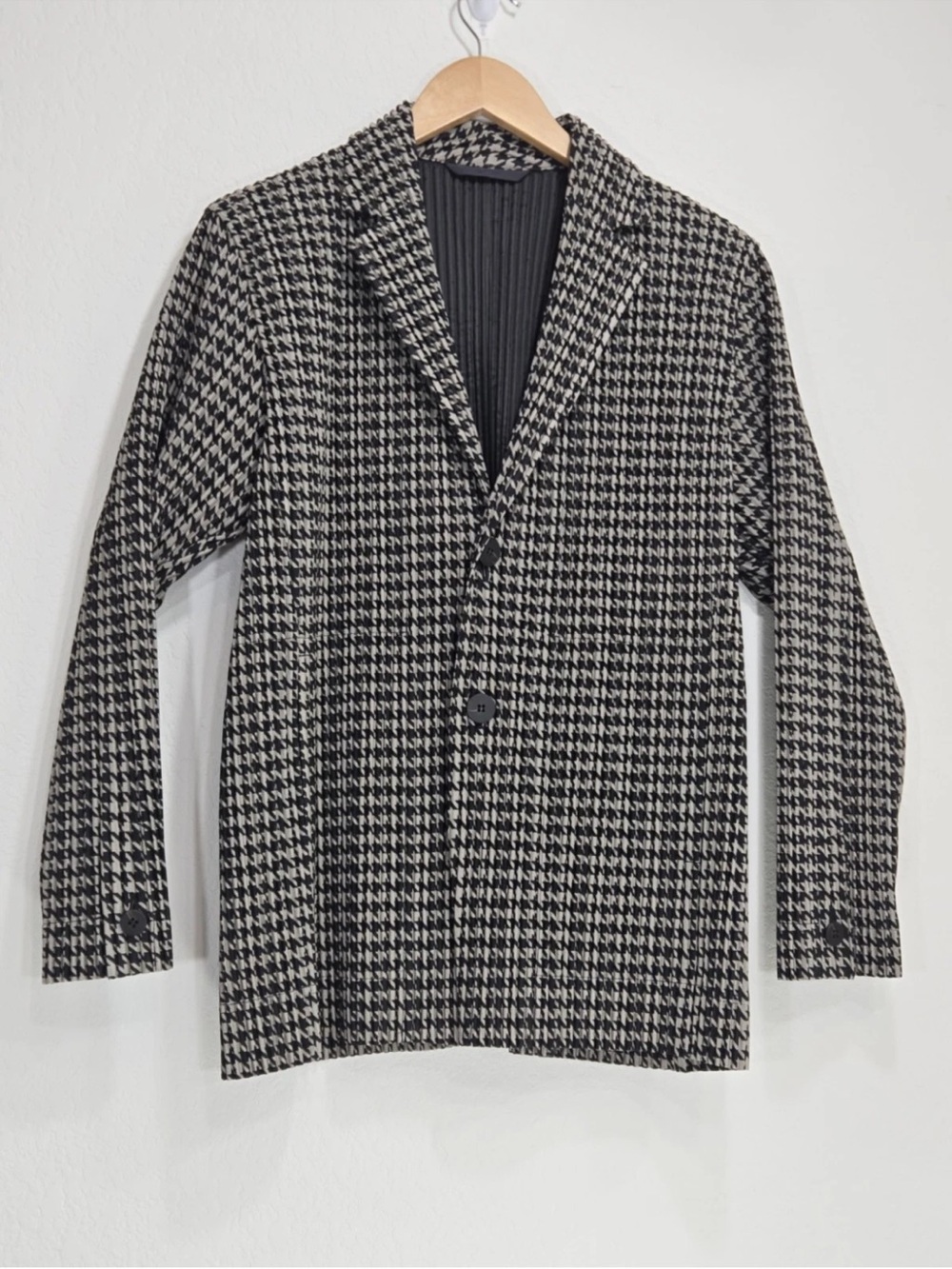 Homme Plisse Issey Miyake Pleated Blazer Houndstooth Blazer Mens Size 1